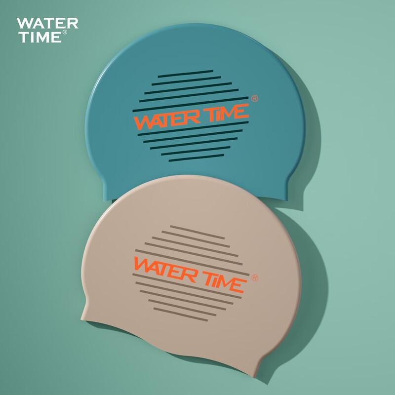 WATERTIME Elastic Waterproof Silicone Swim Cap for Long Hair