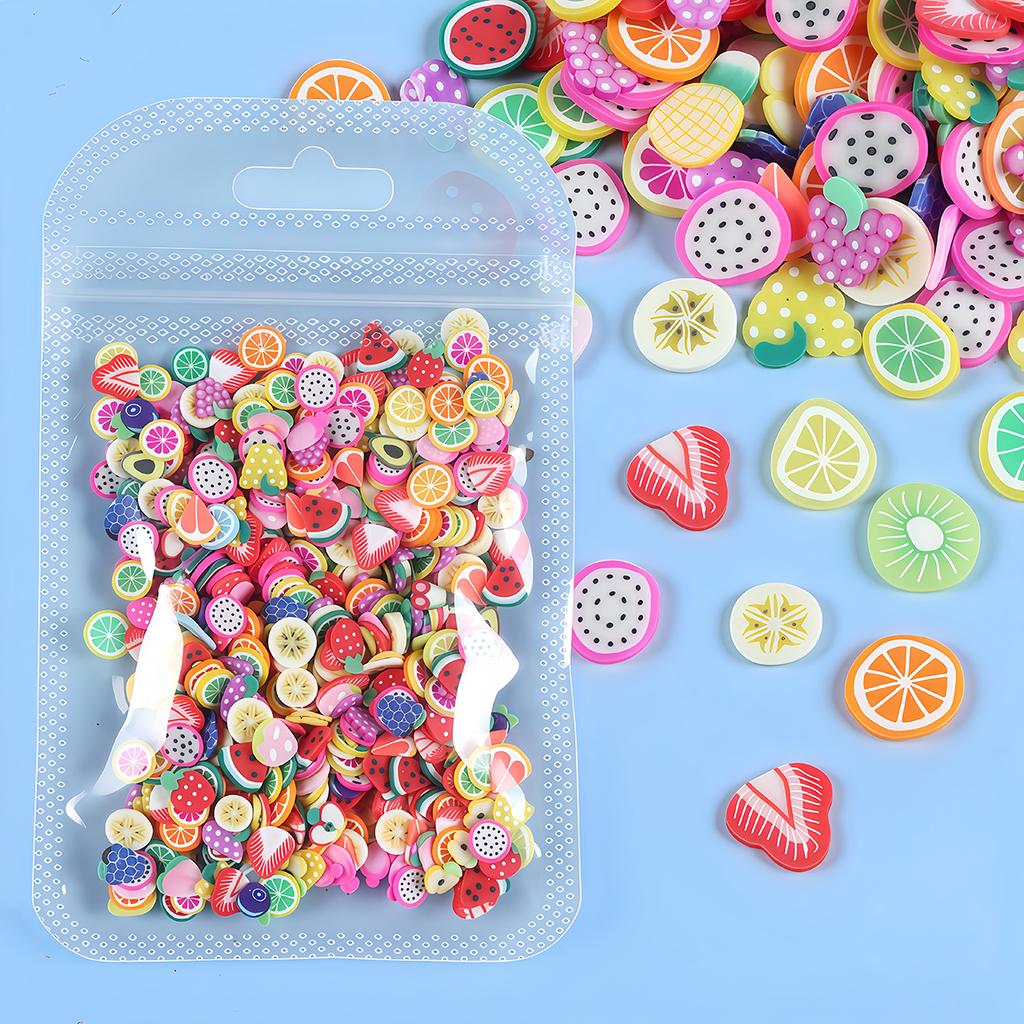 10g Nail Art Decoration Heart Fruit Candy Slices Polymer Clay Nail Charms Manicure Accessory for DIY Resin Silicone Mold Filler