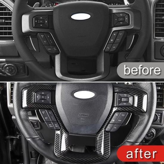 For F-150 ABS Carbon Fiber Steering Wheel Cover Trim For Ford F150 Expedition