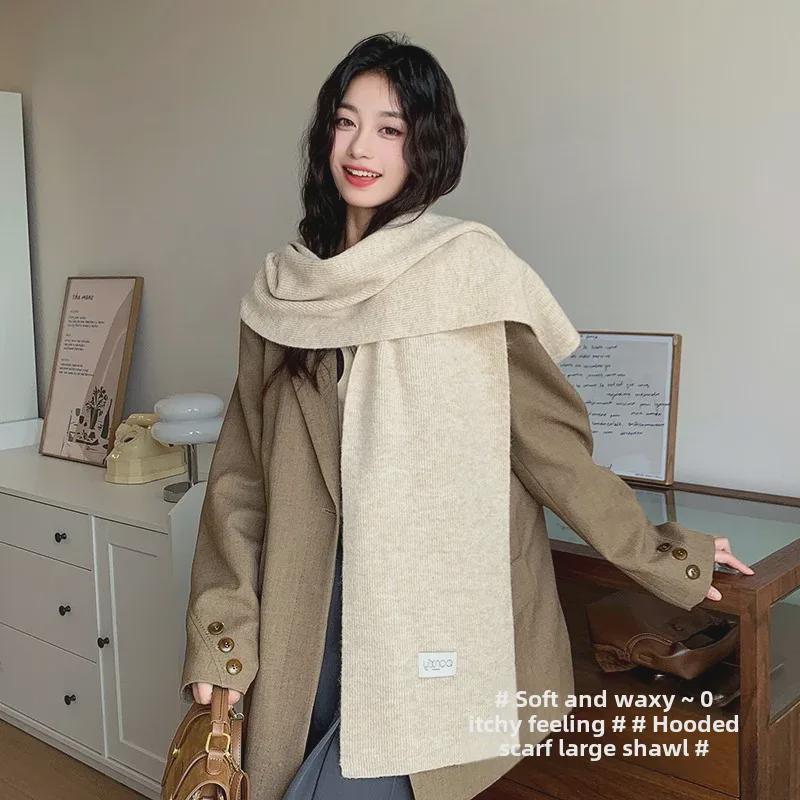 Trendiger Damen-Poncho-Schal mit Kapuze aus schwerer Wolle - Vielseitige, warme Herbst- und Winter-Oberbekleidung Weste