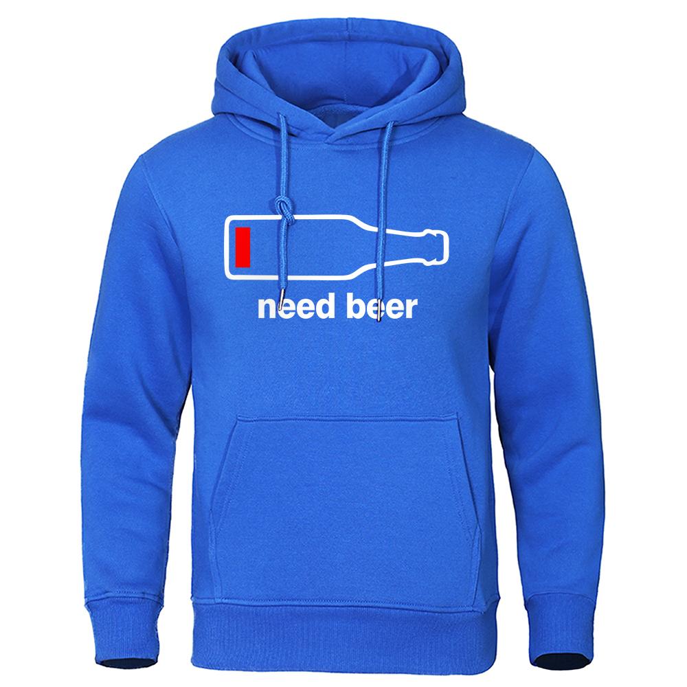 Need Beer An Empty Beer Bottle Printing Hoodie Mens Hip Hop Fashion Streetwear Casual Warm Clothing Loose Pullovers Men Hoodies