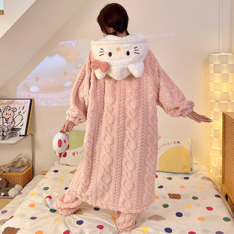 YUZHAOLIN Women's Plush Coral Fleece Hooded Loungewear Set