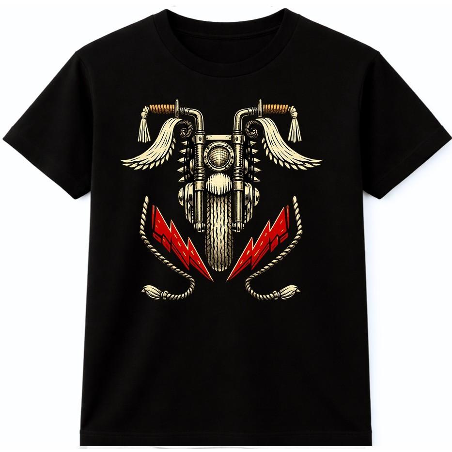 Vintage Motorcycle T Shirt Winged Biker Lightning Graphic Retro Tee Mens XXL