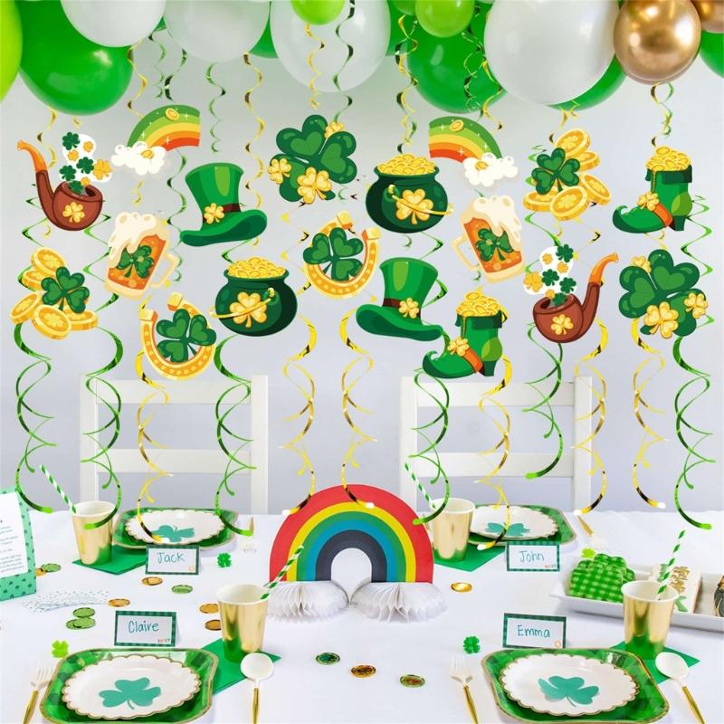 User Friendly Paper PVC Spirals Swirls Ornament for Patrick's Celebration No Tools Needed Versatile Decors