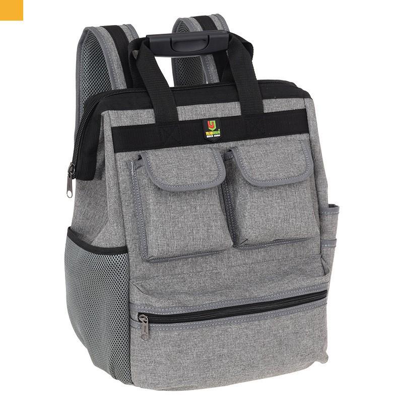 Durable Large Capacity Multi-pocket Tool Backpack with Double Shoulder Straps - Made of Thickened Wear-resistant Oxford Cloth.
