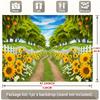 2D Printed Backdrop with Sunflower-Lined Country Road, Green Trees and Orange Orchard