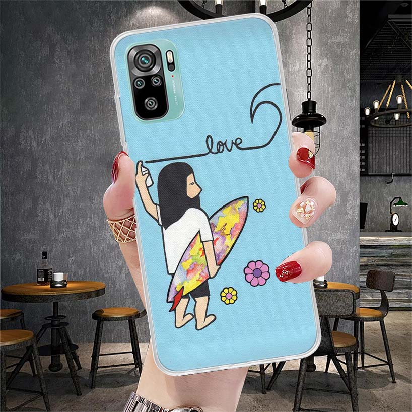 

Surfboard Surfing Surf Girl Summer Soft Phone Case For Xiaomi Redmi Note 15 14 14S 13 12 Pro Plus 12S 11 11S 11E 10 10S 11T 5G F Redmi Note 11E Pro