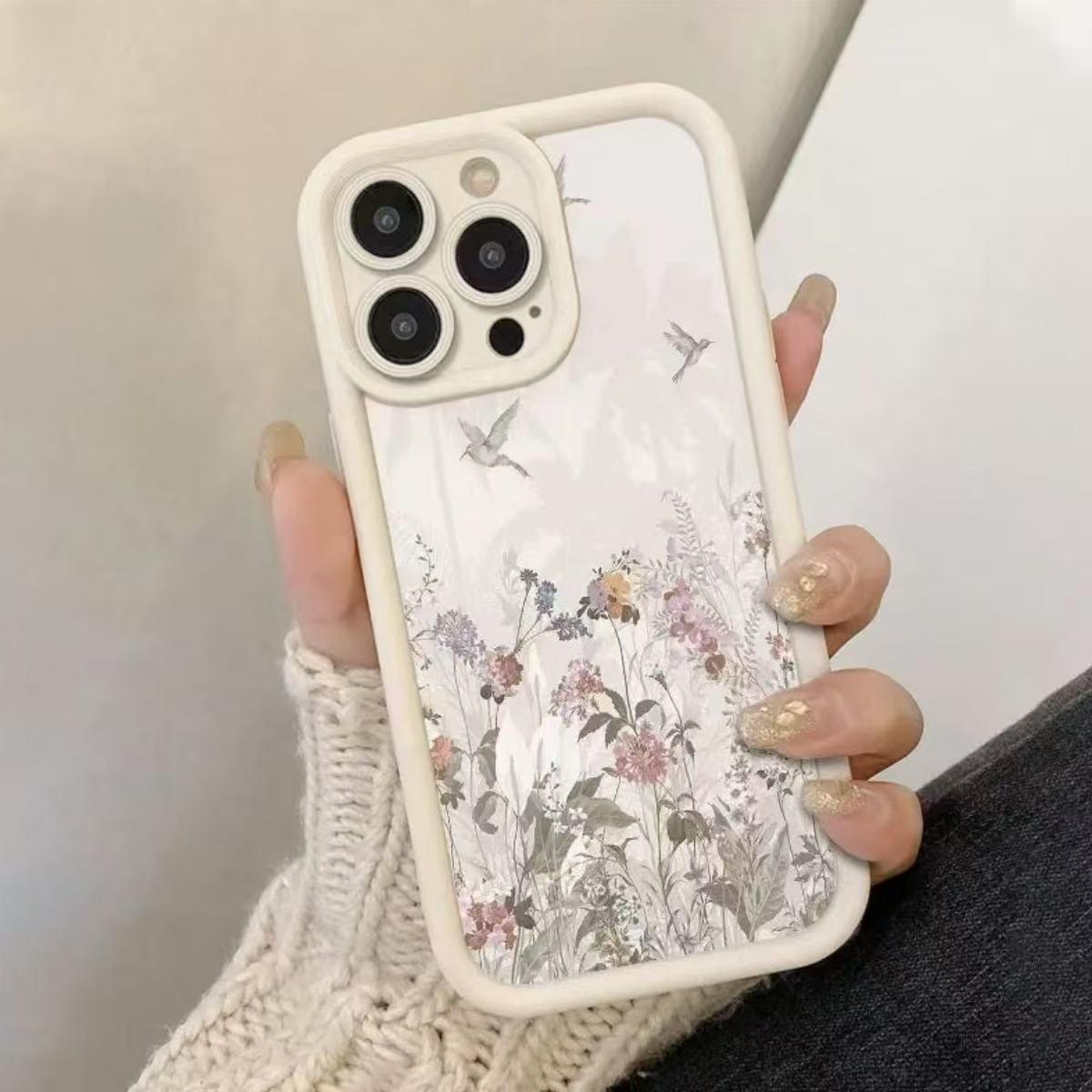 White Floral iPhone Case for iPhone 13/14/15 Pro/16 Pro Max/17 iPhone 13 Pro Max