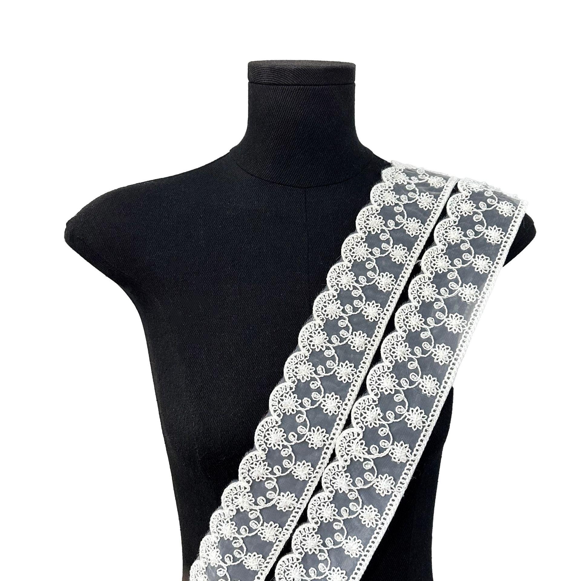 

White Handmade Beads Wavy Barcode Clothing Cuffs Skirt Window Accessories Hair Accessories Lace Accessories T3130 white one size