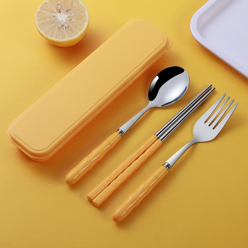 Stainless Steel Cutlery Set Spoon Fork Chopsticks Set with Box Case Travel Cutleries