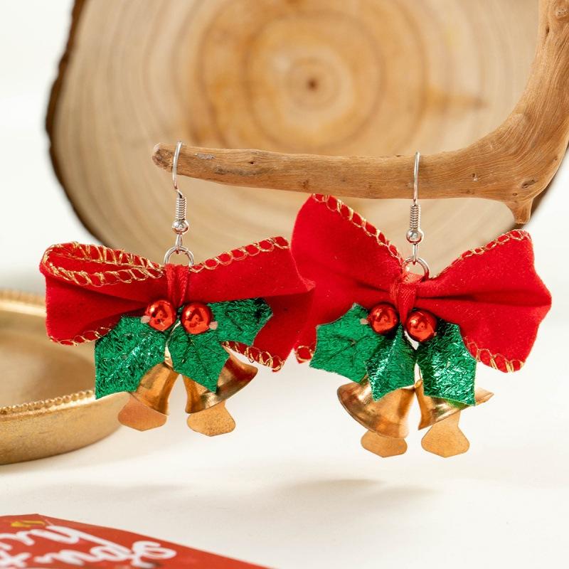 Cute versatile colorful Santa earrings, cute bells, bows, Christmas earrings for women