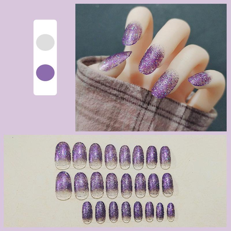 

Star Dust Gradient Glitter Press-On Nails - 24 Removable Long Tips