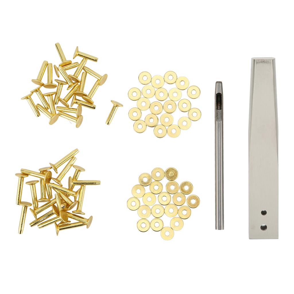 Copper Rivets Burrs Kit Copper Rivets with Setters Rust Proof Studs DIY Leather Craft Tool for