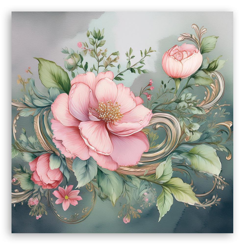 Canvas Print, Vintage Pink Flower