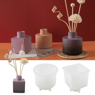 Round Square Vases Silicone Molds DIY Epoxy Resin Plaster Concrete Planter Art  Flower Pot Injection Mould Gardening Decoration