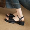 New rubber non-slip soft-soled broadband sandals casual solid color platform sandals women's buckle round head size sandals