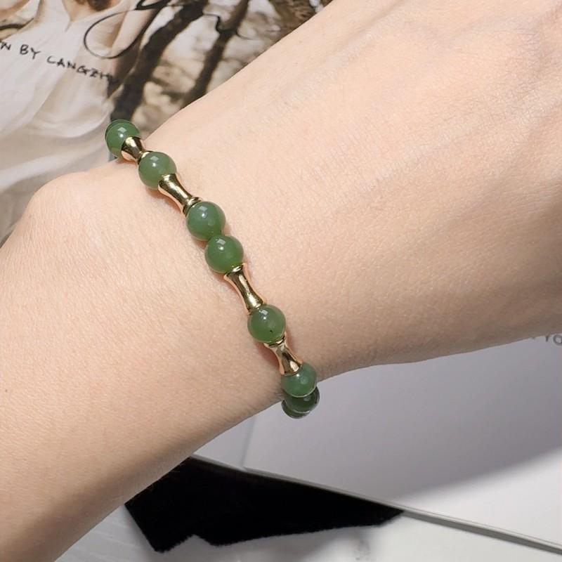 Womens Natural Jade Blue Water Bracelet Handmade Delicate Beaded Jewelry