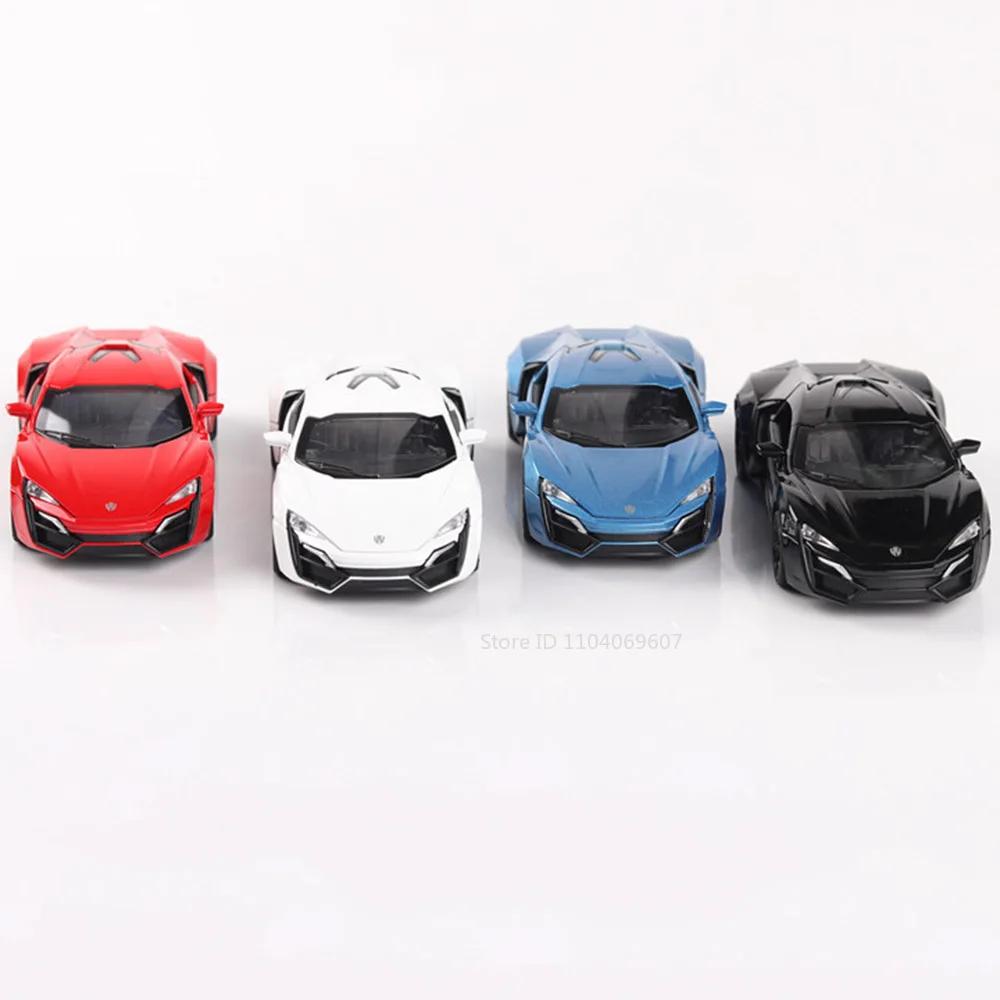 1:32 Scale Lykan Mode Toy Sports Cars Alloy Diecast Sound Light 4 Doors Opened Sound Light Pull Back Supercar Models Child Gifts