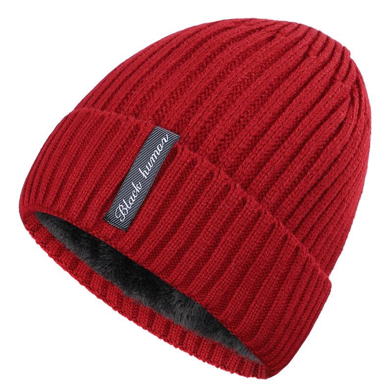 Winter knitted hat men's fleece thickened big head wool hat cold-proof and warm ear protection pullover hat outdoor windproof hat