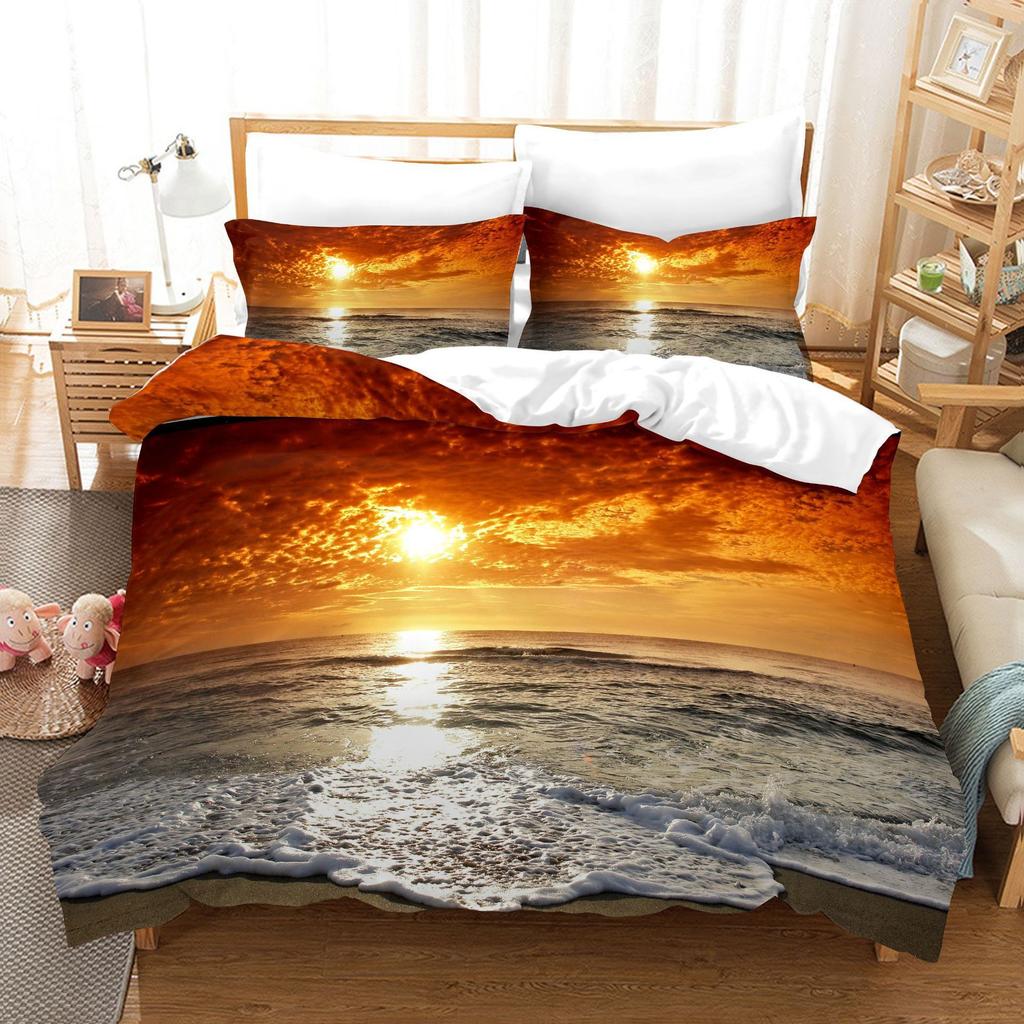 3D Digital Bedding Three-Piece Quilt Cover Landscape