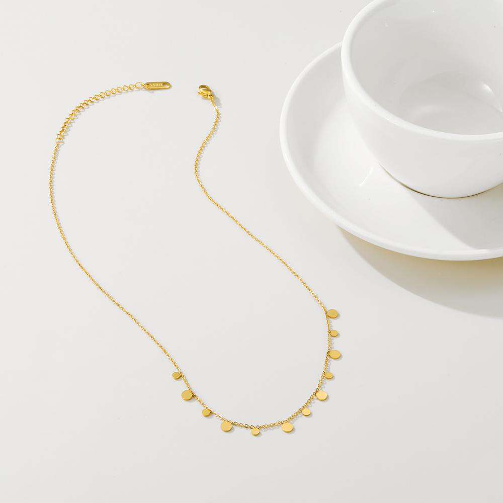 YACHAN Collana a Catena Dorata in Acciaio Inossidabile 316L per Donna Piccola Geometrica Rotonda Multiple Pendenti Collane Corte Gioielli