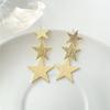 Frosting Metal Star Drop Earrings for Women Wedding Party Trendy Statement Zircon Golden Copper Color Long Dangle Earrings