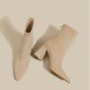 Autumn Pointed Toe Thick Heel Women Stretch Ankle Boots Fashion Elastic Slimming Female Short Booties