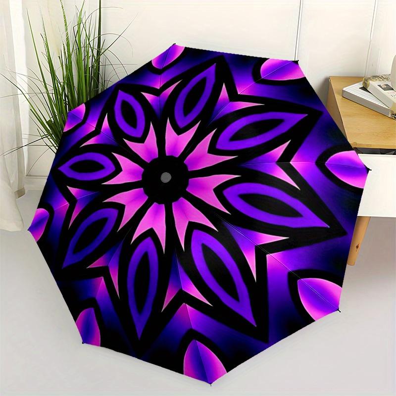 1pc Purple Mandala Pattern Automatic Opening/closing Umbrella with Auto Open/Close, Perfect Gift for Friends, Durable Plastic Handle yy250801185