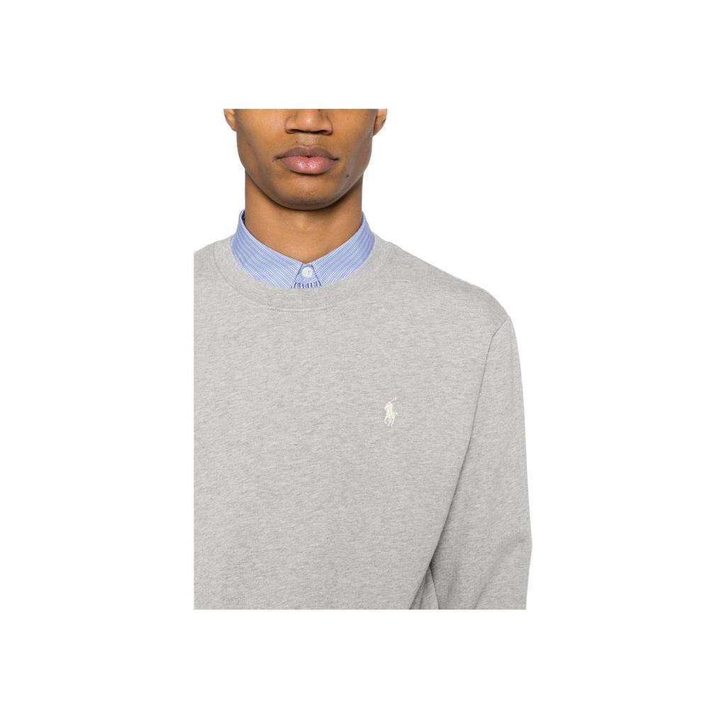 Polo Ralph Lauren Solid Logo Embroidered Crew Neck Long Sleeve Sweatshirt Men Sweatshirt Gray 710916689-020