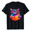 Camiseta Cat Book - Camiseta Colorida Para Ler Livros Para G