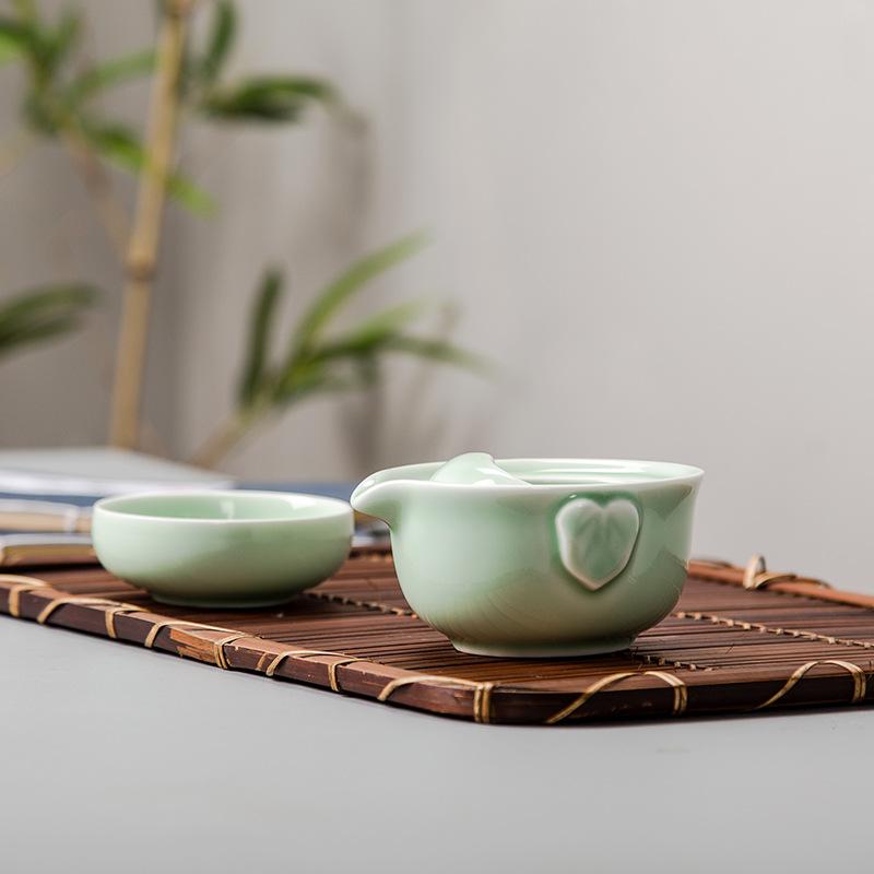 Green Ceramic 3D Carp Gaiwan Tea Set Tea Cup and Saucer Set Chinese Pot Cups and Mugs Teacups Coffeeware Teaware Teeware Teware