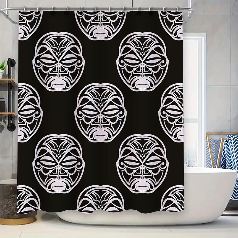 

Декоративная печатная шторка для душа Дизайн белого лица Водоотталкивающая ткань Легкая установка Для украшения ванной комнаты (Большой размер 90x180cm