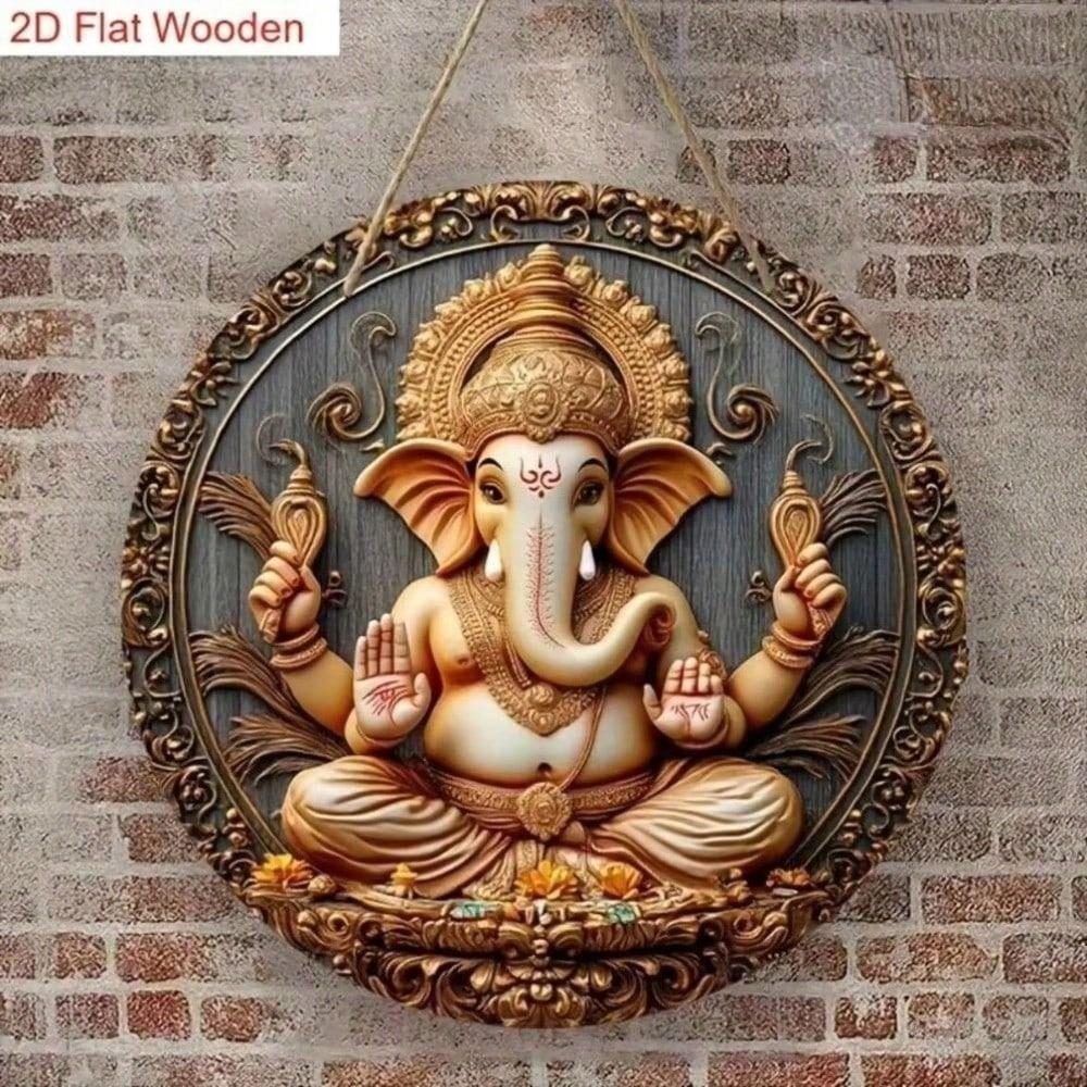 Metal Wall Art Ganesha Decor, Indian Hindu Religious Poster, Home Interior Gift
