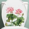 Elegant Lotus & Leaf Toilet Seat Stickers, Waterproof Removable Self-Adhesive Bathroom Home Decor