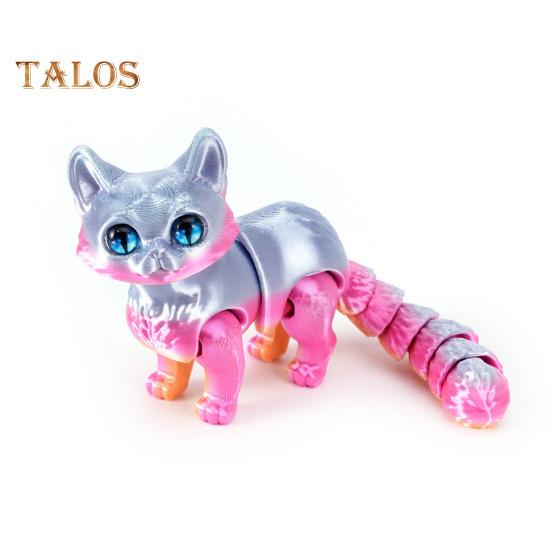 3D Printed Cat Figurine Movable Joints Cat Figure Articulated Animal Model Toy Home Office Bookshelf Desktop Decoration Ornament
