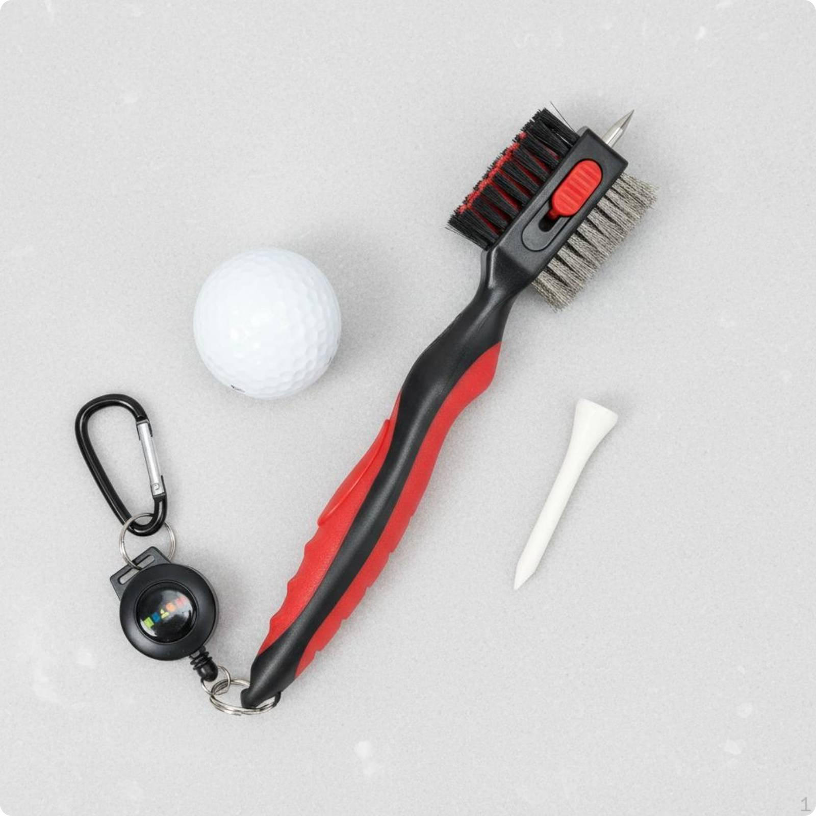 Double Sided Golf Brush Cleaner Comfortable Grip for Practice Range Red