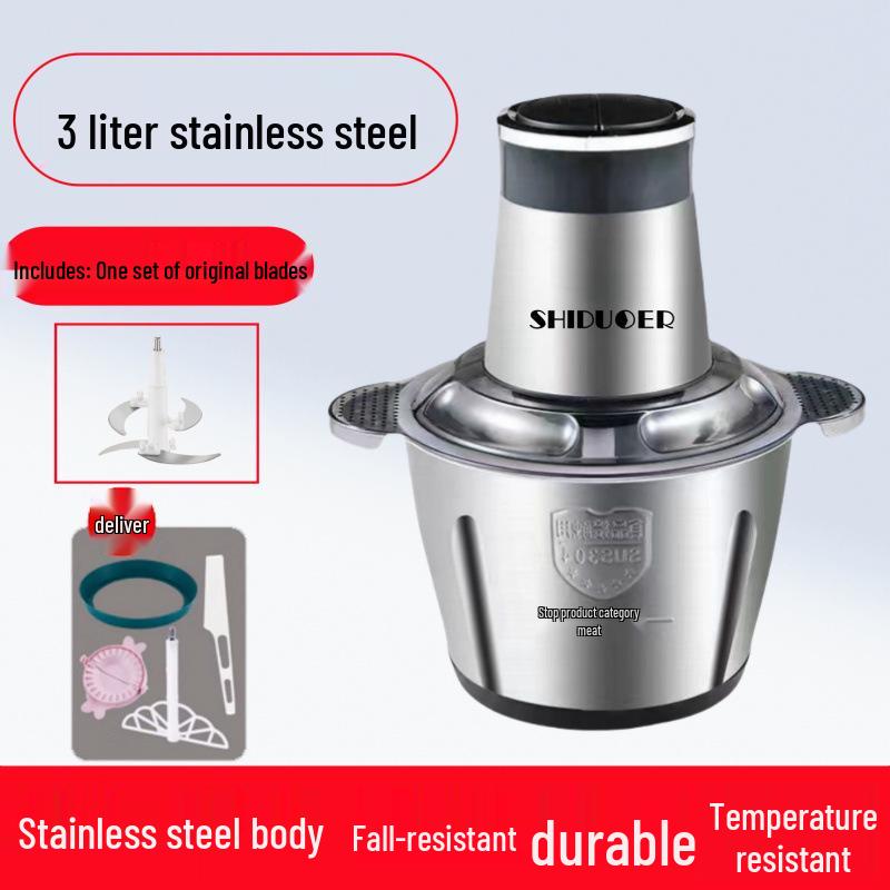 Stainless Steel Multi-Functional Electric Meat Grinder & Food Processor with Pure Copper Motor