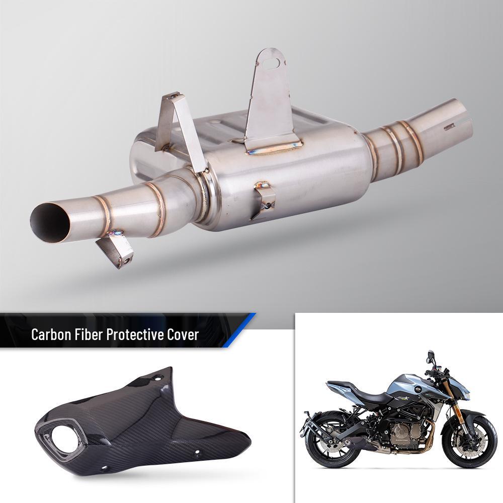 600cc Motorcycle Modified Stainless Steel Exhaust with Carbon Fiber Cover