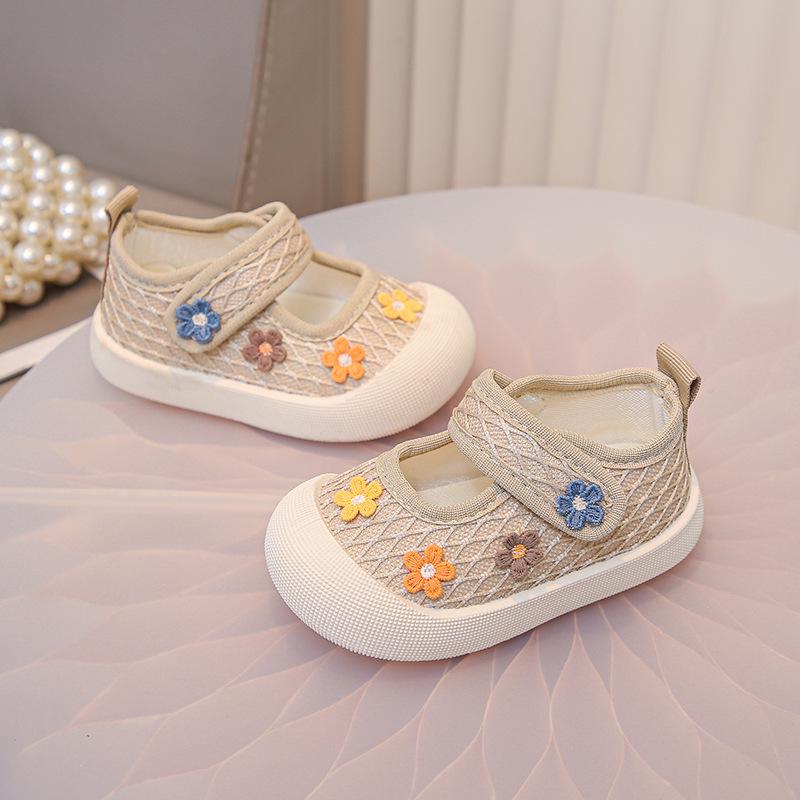 Toddler Girl Casual Canvas Shoes with Cute Flowers - Spring/Autumn 2026