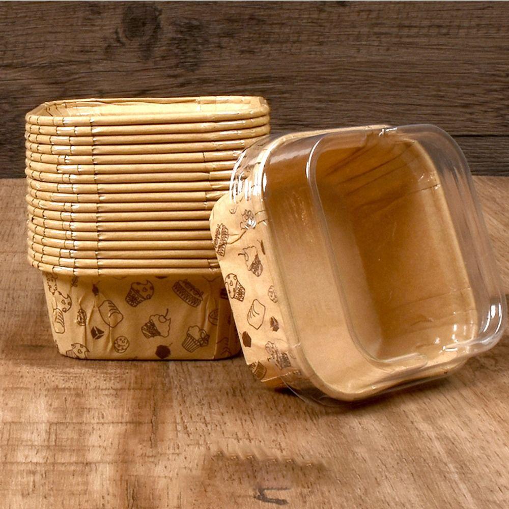 50Pcs Square Muffin Cupcake Party Tray Baking Muffin Box New Paper Cups  Birthday Party