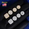 American Local Warehouse Moissanite 10mm 11mm Stud Earrings Real Gold Plated Cluster Ear Studs Hip Hop 925 Silver