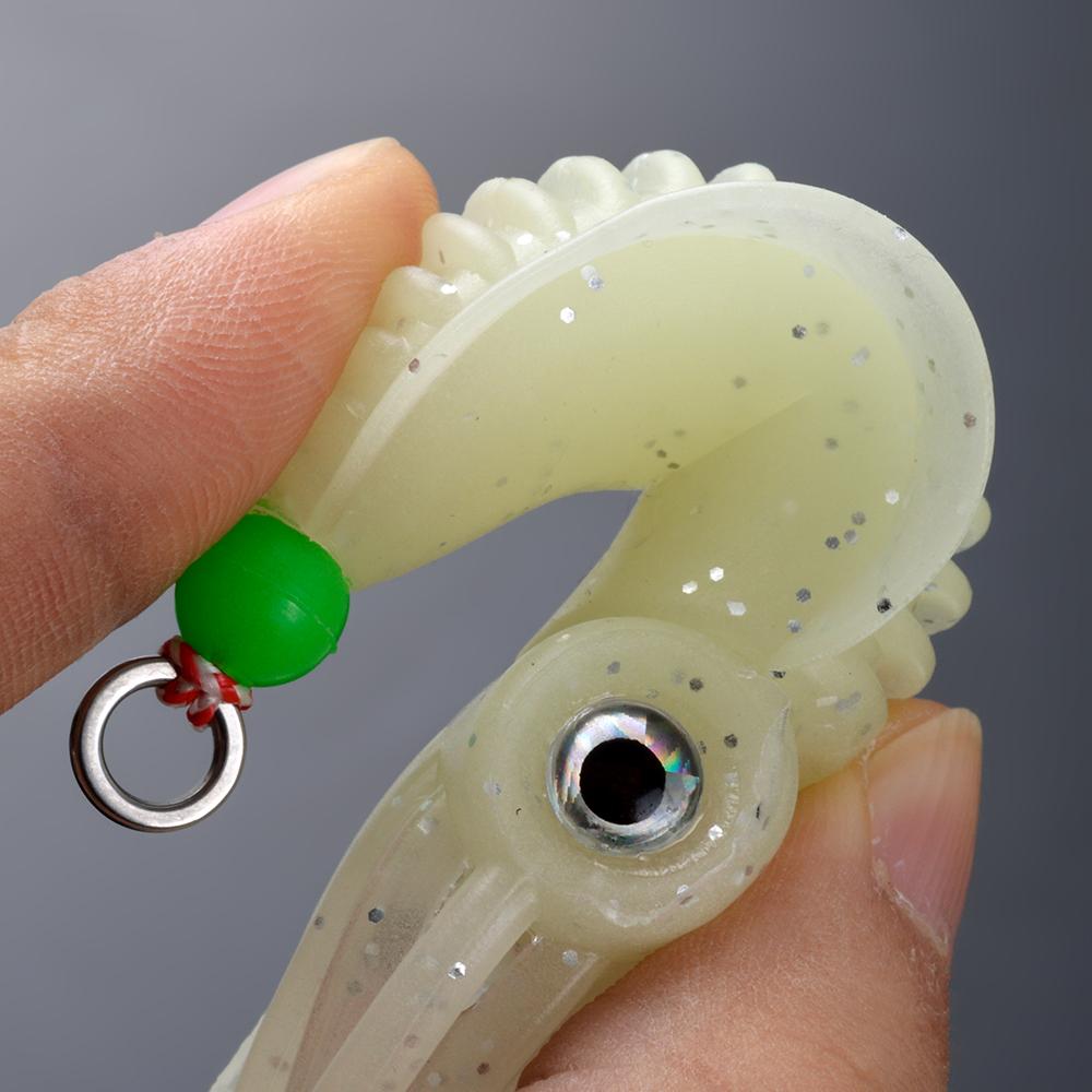 FTK 1/3/5/10pcs Saltwater Squid Lure Set, 5.83inch (approx. 14.8 Cm) Glow-in-the-dark Lure, Includes 2 X 6/0 Hooks with Squid-mimicking Lure