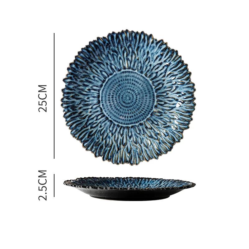 Creative Retro Irregular Ceramic Plates Light Luxury Restaurant Steak Salad Plate Exquisite Delicious Dishes Household Tableware