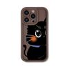 Big eyes black cat for iPhone17PorMax mobile phone case 17 Apple 16 matte 14/15 all-inclusive soft case