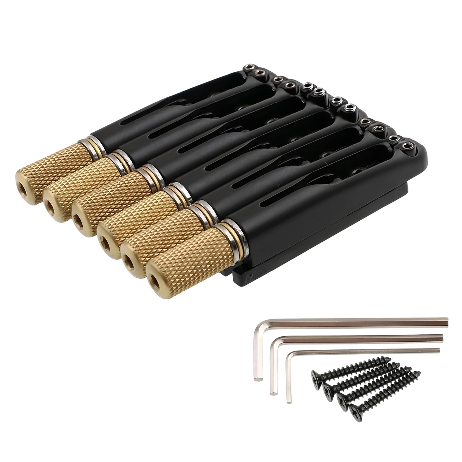 

10.5mm 6 String Guitar Bridge Brass Saddles Zinc Alloy Electric Guitar Bridge Parts for DIY Building Replacement and Upgrade чёрный
