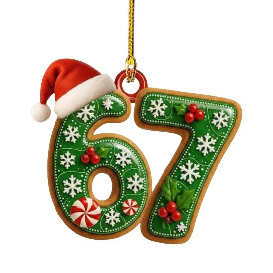 67 Funny Christmas Ornaments 2025 Handmade Santa Ornament Six Seven Meme Decoration Rearview Mirror Holiday Gift Decor