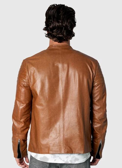 Motorcycle Leather Jacket Stylish Handmade Brown Men's Zipper Genuine Biker Lambskin