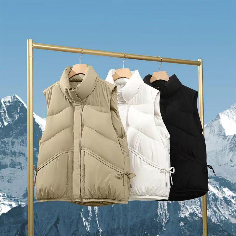 Women's Short Internet Celebrity Cute Cold Shoulder Coat Thin Autumn and Winter Thick Versatile Padded Vest