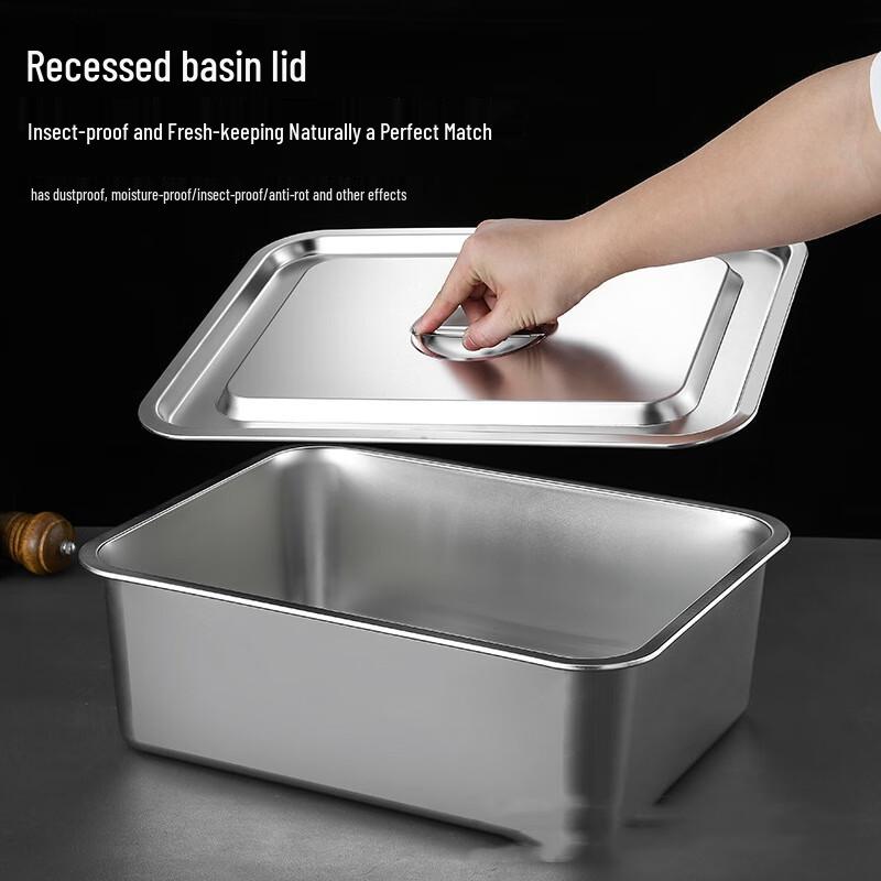 Bandeja Rectangular Profunda Extra Gruesa de Acero Inoxidable Jiyoushi