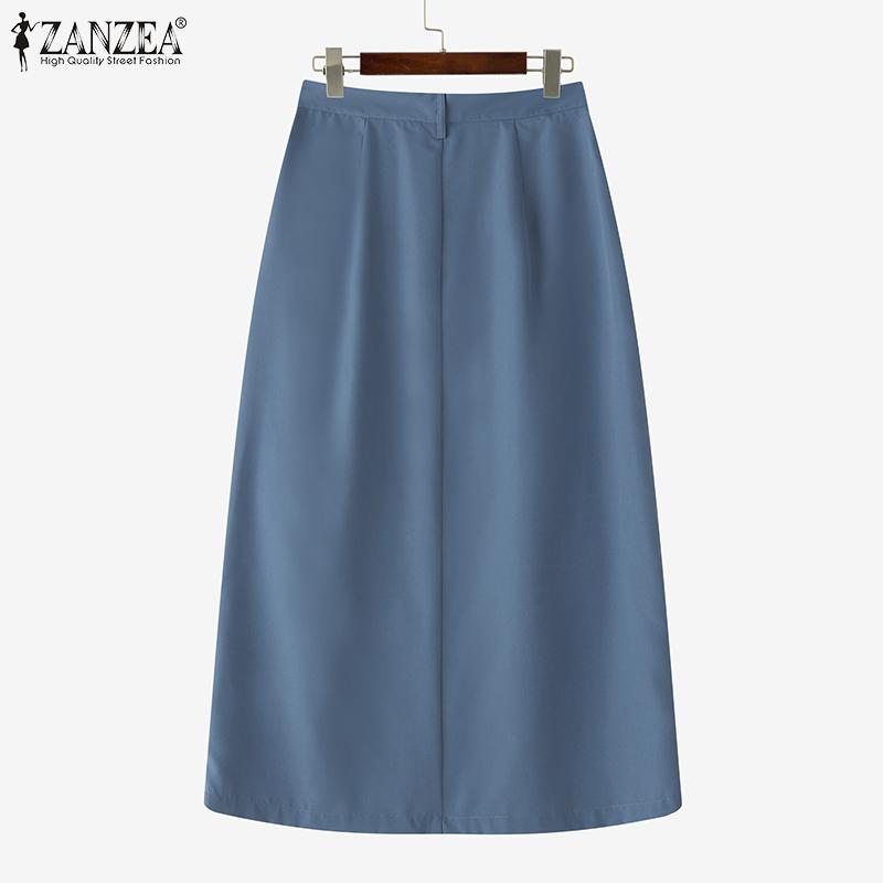 ZANZEA Womens Casual Stripe Patchwork Midi Skirts